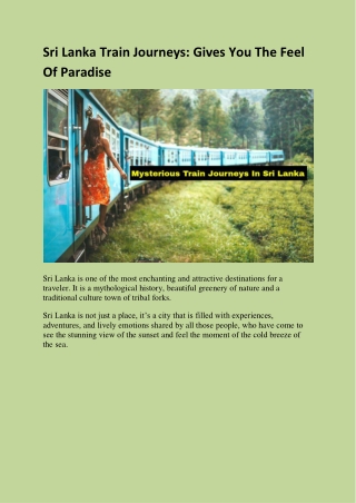 Sri Lanka Train Journeys: Gives You The Feel Of Paradise