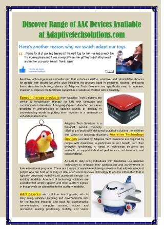 Adaptive tech solutions speech therapy products