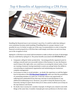 Top 4 Benefits of Appointing a CPA Firm