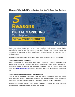 5 Reasons Why Digital Marketing Can Help You To Grow Your Business