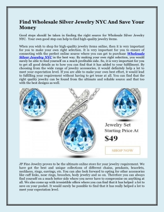 Find Wholesale Silver Jewelry NYC And Save Your Money