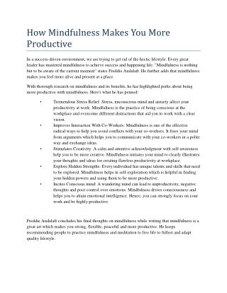 How Mindfulness Makes You More Productive