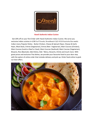 Haveli Authentic Indian Cuisine-Broadbeach