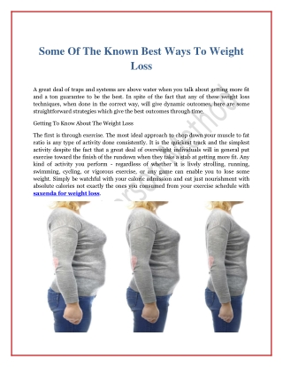 Some Of The Known Best Ways To Weight Loss