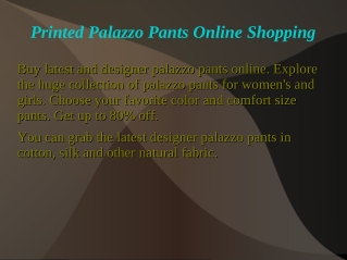 Printed Palazzo Pants Online shopping