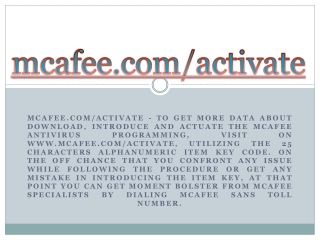 MCAFEE.COM/ACTIVATE-ACTIVATION MCAFEE ANTIVIRUS PRODUCT