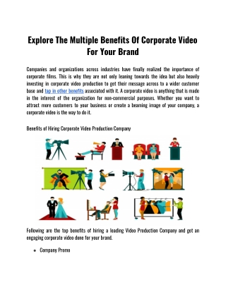 Explore the Multiple Benefits of Corporate Video for Your Brand