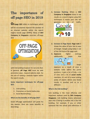 The importance of off page SEO in 2019