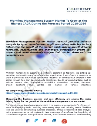 Workflow Management System Market To Grow at the Highest CAGR During the Forecast Period 2018-2026