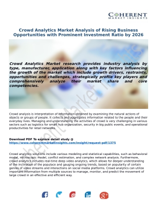 Crowd Analytics Market Analysis of Rising Business Opportunities with Prominent Investment Ratio by 2026