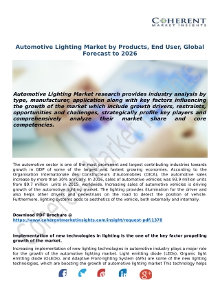Automotive Lighting Market by Products, End User, Global Forecast to 2026
