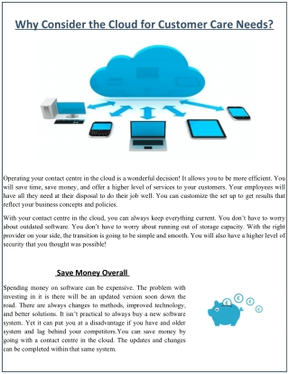 Why Consider the Cloud for Customer Care Needs?