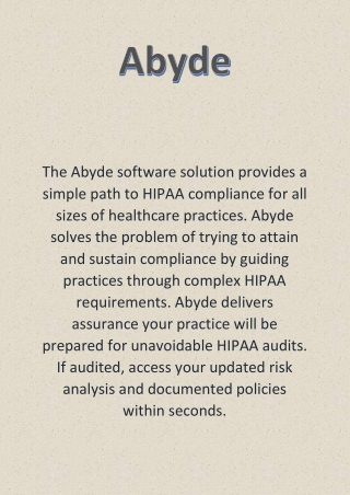 Hipaa Risk Analysis - Abyde