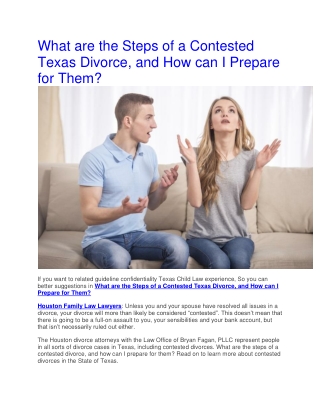 What are the Steps of a Contested Texas Divorce, and How can I Prepare for Them?