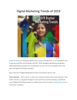 Digital Marketing Trends of 2019