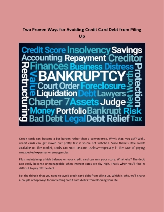 Two Proven Ways for Avoiding Credit Card Debt from Piling Up