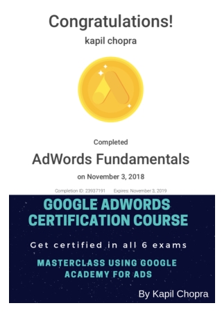 Google Adwards Certifications