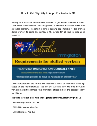 How to Get Eligibility to Apply For Australia PR