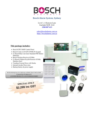 Bosch Alarm Systems Sydney - Security Alarm Installation