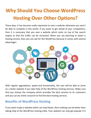 Why Should You Choose WordPress Hosting Over Other Options?