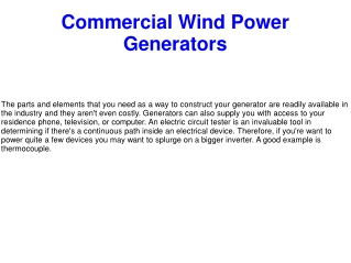 Commercial Wind Power Generators