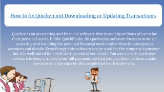 How to fix Quicken not Downloading or Updating Transactions