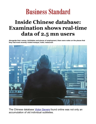 Inside Chinese database: Examination shows real-time data of 2.5 mn users