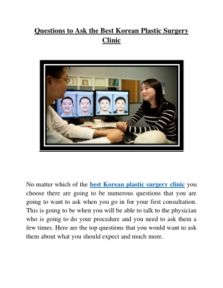 Questions to Ask the Best Korean Plastic Surgery Clinic