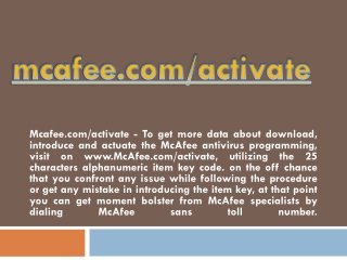 MCAFEE.COM/ACTIVATE- ACTIVATE MCAFEE ANTIVIRUS