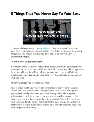 5 Things That You Never Say To Your Boss