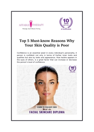 Top 5 Must-know Reasons Why Your Skin Quality is Poor
