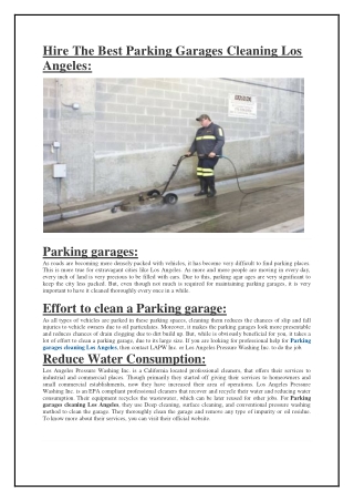 Parking Garages Cleaning Los Angeles