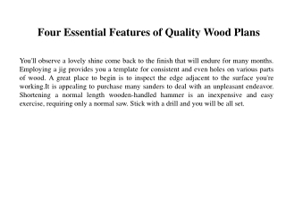 Four Essential Features of Quality Wood Plans