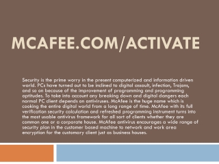 McAfee.com/Activate - Activation of McAfee Antivirus