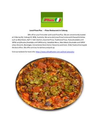 20% Off -Local Pizza Plus-Coburg - Order Food Online