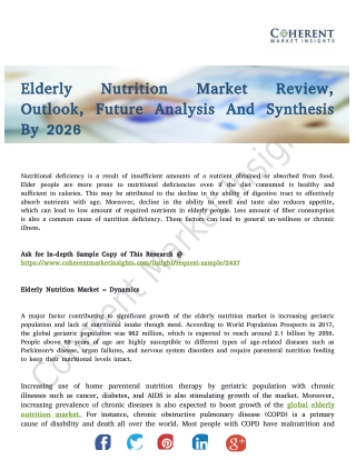 Elderly Nutrition Market Will Be Fiercely Competitive in 2026