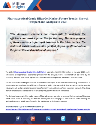 Pharmaceutical Grade Silica Gel Market Size & Forecast Report 2013 - 2025