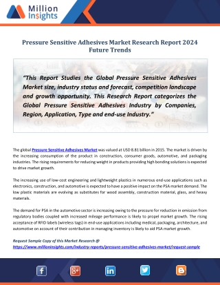 Pressure Sensitive Adhesives Market Size & Forecast Report, 2014 - 2024