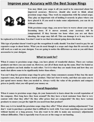 Improve your Accuracy with the Best Scope Rings