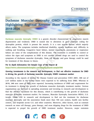 Duchenne Muscular Dystrophy (DMD) Treatment Market - Global Industry Insights, Trends, Outlook, and Opportunity Analysis