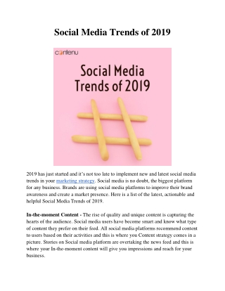 Social Media Trends of 2019