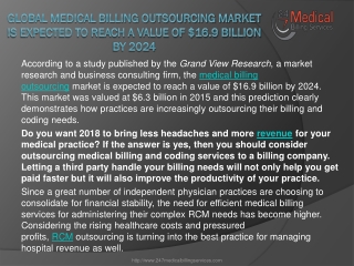 Global Medical Billing Outsourcing Market Is Expected To Reach a Value of $16.9 Billion By 2024