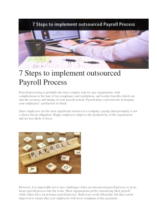 7 Steps to implement outsourced Payroll Process