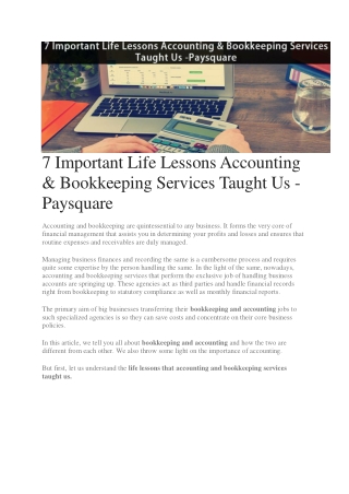 7 Important Life Lessons Accounting & Bookkeeping Services Taught Us -Paysquare
