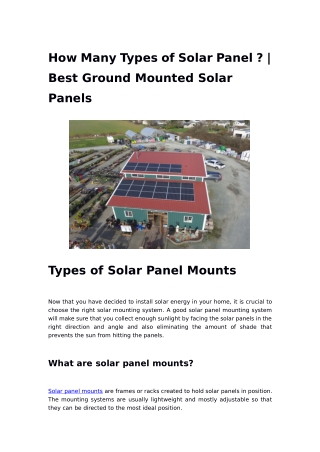 How Many Types of Solar Panel ? | Best Ground Mounted Solar Panels