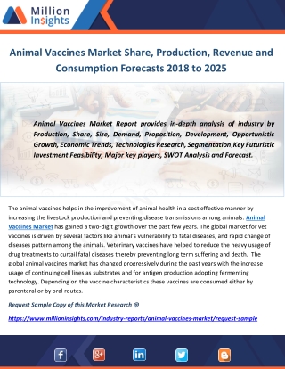 Animal Vaccines Market Share, Production, Revenue and Consumption Forecasts 2018 to 2025