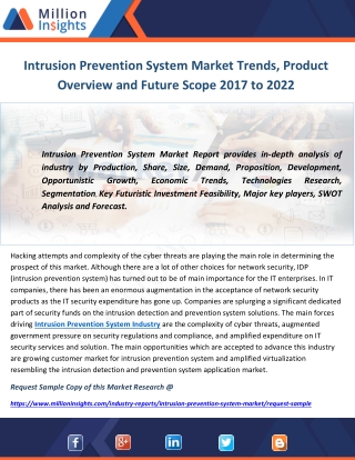 Intrusion Prevention System Market Trends, Product Overview and Future Scope 2017 to 2022