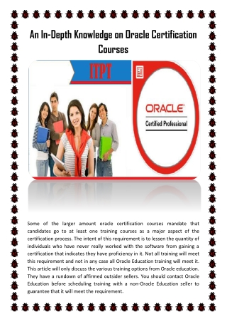An In-Depth Knowledge on Oracle Certification Courses