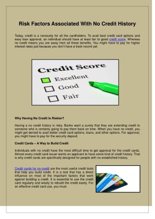 Risk Factors Associated With No Credit History