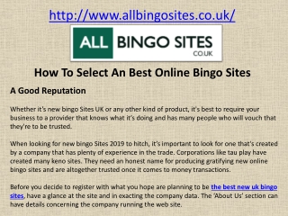 How To Select An Best Online Bingo Sites